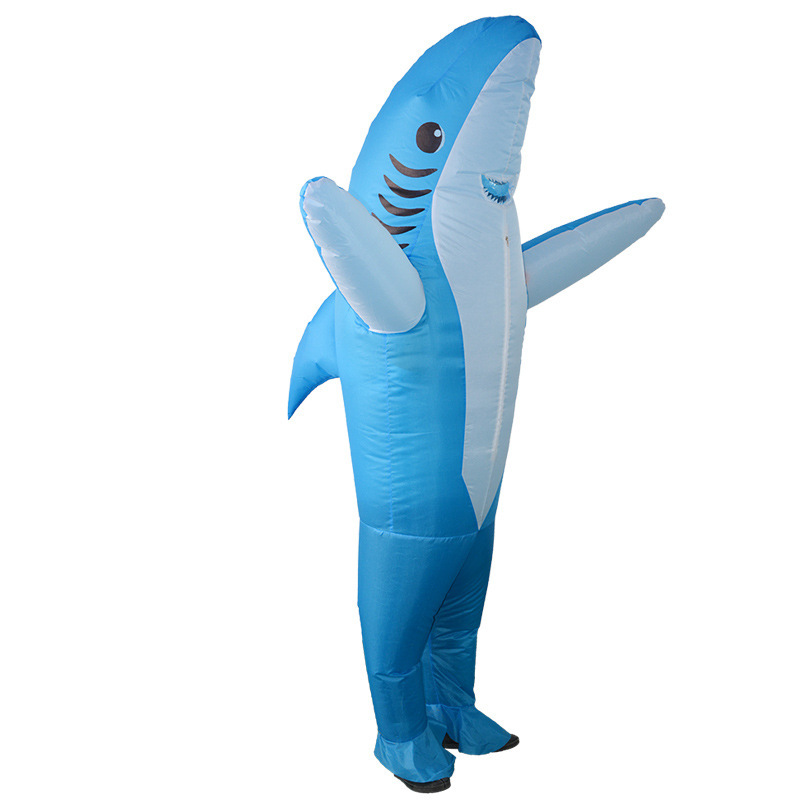 Halloween party costume funny doll inflatable costume Christmas stage performance festival outfit cosplay shark blue Shark blue Adults [150-190cm] - Image 1