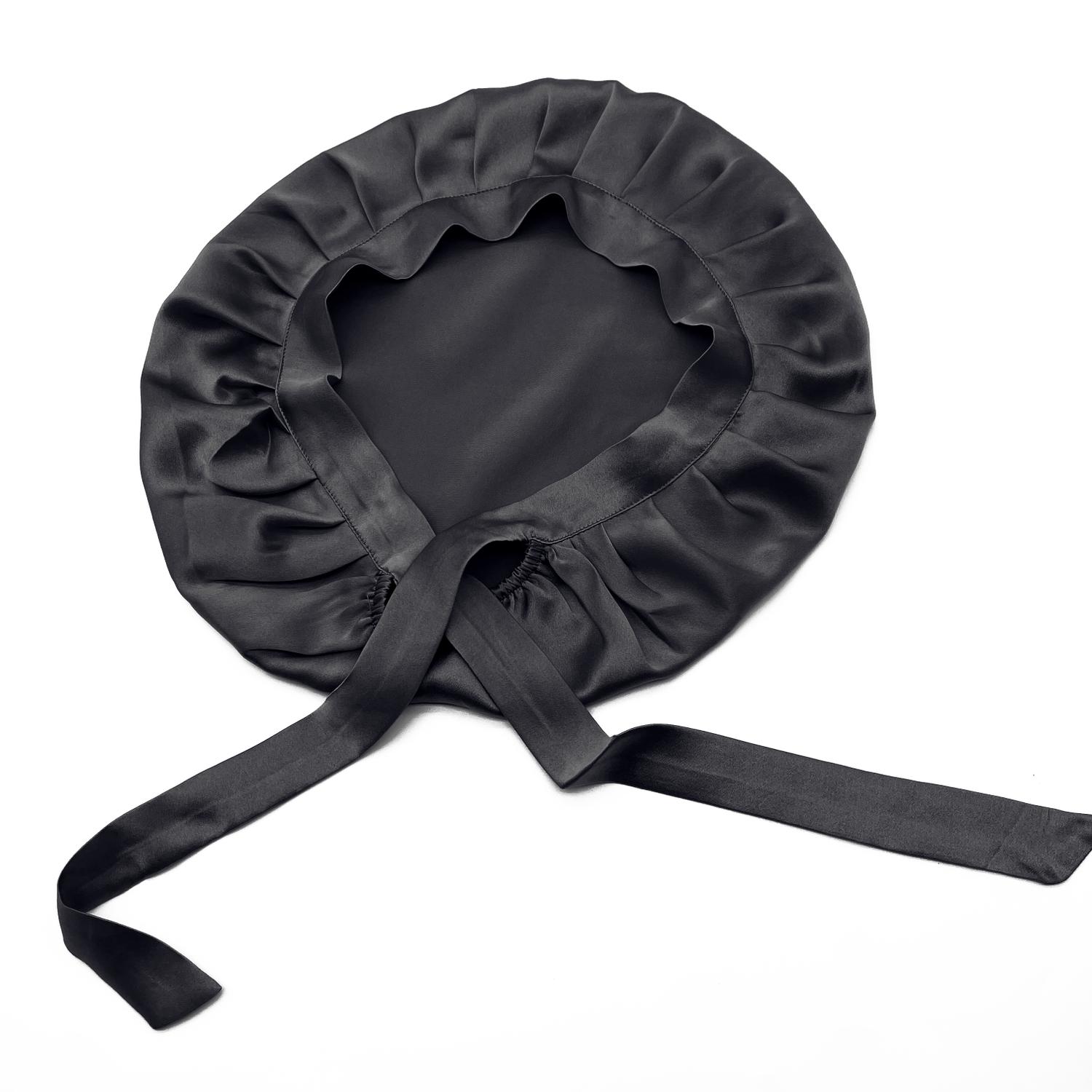 Sleeping Cap in Real Silk - Protects Hair While You Sleep black - Image 1