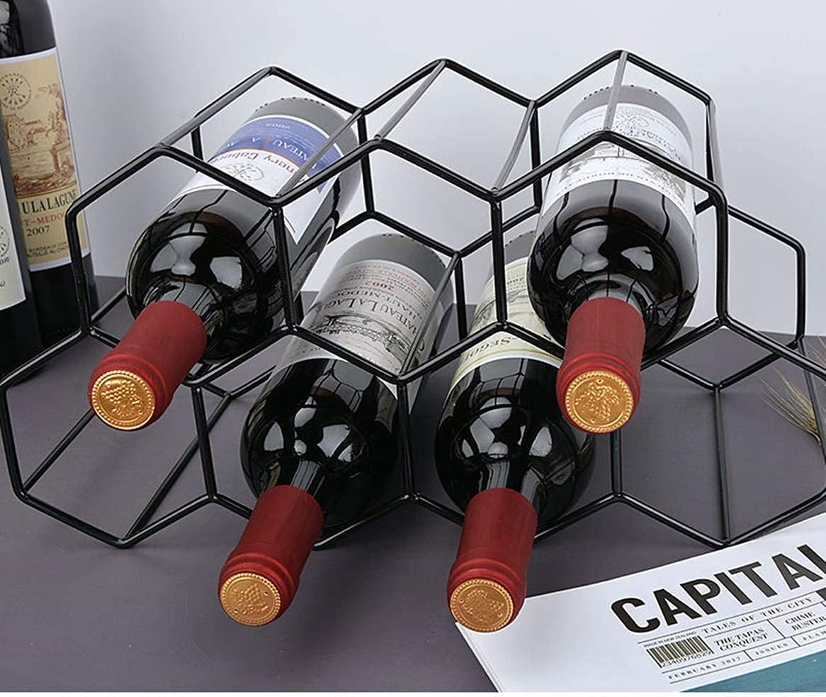 Small Freestanding Wine Rack for Countertop - Honeycomb Metal Wine Rack Stand for 9 Bottles, Black, Wine Rack for Tabletop - Image 1