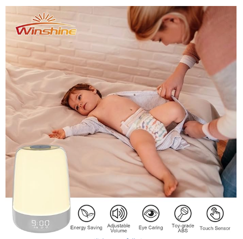 Touch Wake Up Night Light with Sunrise Simulation Alarm Clock, 3 Ways Dimmable Warm White Bedside Lamp for Kid Bedrooms RGB Ambient Table Nightstand Light,Sleep Aid Snooze Timer Mode - Image 5