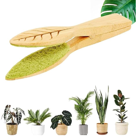25 cm Generic Leaf Cleaning Tongs, House Plant Leaf Cleaning Tongs, Plant leaf Lint cleaner, Leaf-Shaped Cleaning Tongs,Cleans Both Sides of Leaves - Image 1