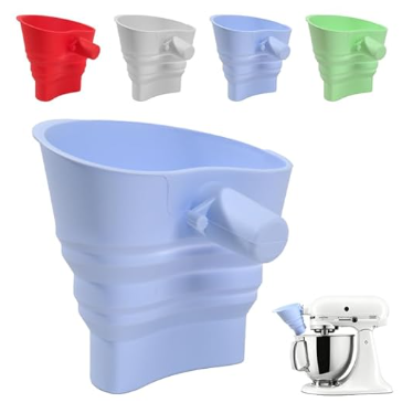 Silicone Flour Funnel for Kitchen Aid Stand Mixer, Food Grade BPA-Free Silicone Durable Funnel Fits KSM150 5-Quart Tilt-Head Mixers, Mess-Free Dishwasher Safe Baking Accessory (Blue，Set of 3) - Image 1
