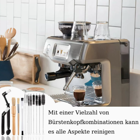 Professional Coffee Machine Cleaning Brush Set | 10-Piece Multifunctional Tool Kit | Includes Long-Handled Spring Brush, Wooden Handle Brush, Cleaning Needle, and Bent Nozzle Brush | Suitable for Deep Cleaning of Coffee Machines, Grinders, and Brewing Hea - Image 3
