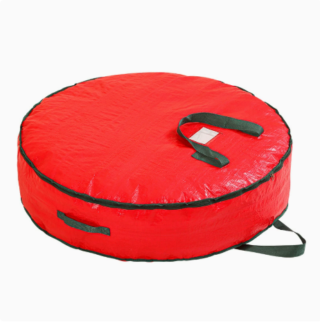 Christmas Wreath Storage Container 30 Inch - Wreath Bag for Artificial Wreaths Box - Dual Zippered Wreaths Storage Bag with Strong Durable Handles - Red - Image 1