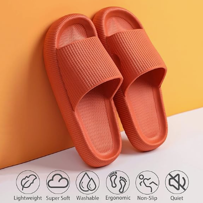 Cloud Slippers for Women and Men, Pillow House Slippers Shower Shoes Indoor Slides Bathroom Sandals, Ultimate Comfort, Lightweight, Thick Sole, Non-Slip, Easy to Clean orange（42-43） - Image 2