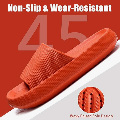 Cloud Slippers for Women and Men, Pillow House Slippers Shower Shoes Indoor Slides Bathroom Sandals, Ultimate Comfort, Lightweight, Thick Sole, Non-Slip, Easy to Clean orange（42-43） - Image 5