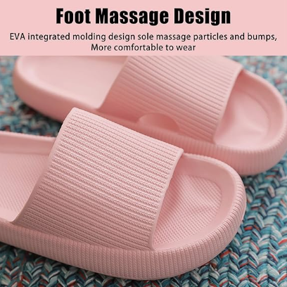 Cloud Slippers for Women and Men, Pillow House Slippers Shower Shoes Indoor Slides Bathroom Sandals, Ultimate Comfort, Lightweight, Thick Sole, Non-Slip, Easy to Clean pink（38-39） - Image 6