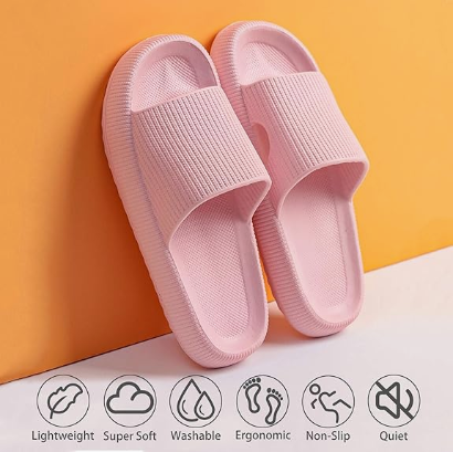 Cloud Slippers for Women and Men, Pillow House Slippers Shower Shoes Indoor Slides Bathroom Sandals, Ultimate Comfort, Lightweight, Thick Sole, Non-Slip, Easy to Clean pink（42-43） - Image 2