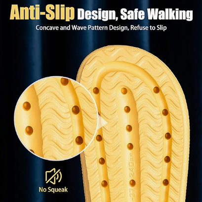 Cloud Slippers for Women and Men, Pillow House Slippers Shower Shoes Indoor Slides Bathroom Sandals, Ultimate Comfort, Lightweight, Thick Sole, Non-Slip, Easy to Clean yellow（38-39） - Image 4