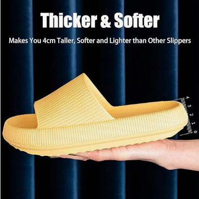 Cloud Slippers for Women and Men, Pillow House Slippers Shower Shoes Indoor Slides Bathroom Sandals, Ultimate Comfort, Lightweight, Thick Sole, Non-Slip, Easy to Clean yellow（42-43） - Image 3