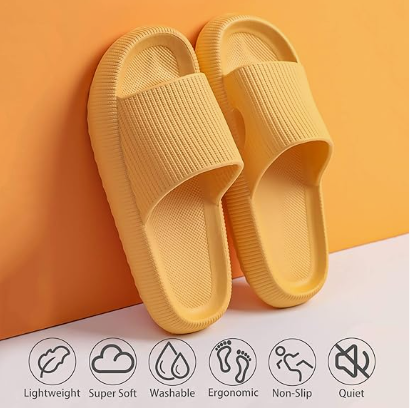 Cloud Slippers for Women and Men, Pillow House Slippers Shower Shoes Indoor Slides Bathroom Sandals, Ultimate Comfort, Lightweight, Thick Sole, Non-Slip, Easy to Clean yellow（44-45） - Image 2