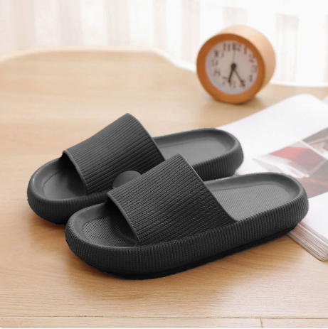 Cloud Slippers for Women and Men, Pillow House Slippers Shower Shoes Indoor Slides Bathroom Sandals, Ultimate Comfort, Lightweight, Thick Sole, Non-Slip, Easy to Clean black （36-37） - Image 1
