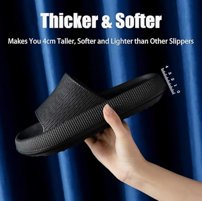 Cloud Slippers for Women and Men, Pillow House Slippers Shower Shoes Indoor Slides Bathroom Sandals, Ultimate Comfort, Lightweight, Thick Sole, Non-Slip, Easy to Clean black （36-37） - Image 3
