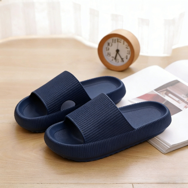 Cloud Slippers for Women and Men, Pillow House Slippers Shower Shoes Indoor Slides Bathroom Sandals, Ultimate Comfort, Lightweight, Thick Sole, Non-Slip, Easy to Clean dark blue （36-37） - Image 1