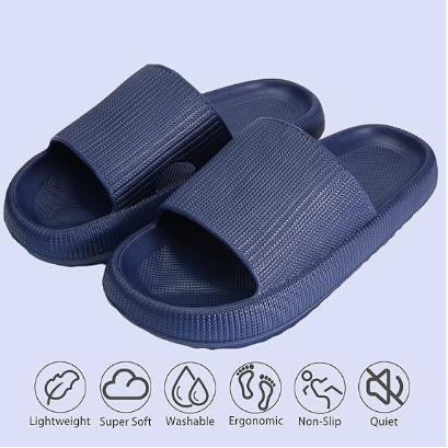 Cloud Slippers for Women and Men, Pillow House Slippers Shower Shoes Indoor Slides Bathroom Sandals, Ultimate Comfort, Lightweight, Thick Sole, Non-Slip, Easy to Clean dark blue（42-43） - Image 2