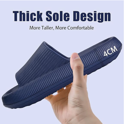 Cloud Slippers for Women and Men, Pillow House Slippers Shower Shoes Indoor Slides Bathroom Sandals, Ultimate Comfort, Lightweight, Thick Sole, Non-Slip, Easy to Clean dark blue（44-45） - Image 4
