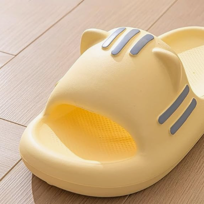 Women’s Slides Cute Bathroom Slippers Non-Slip Cartoon Cat Shaped Indoor Outdoor Summer Slippers（yellow，40-41） - Image 3