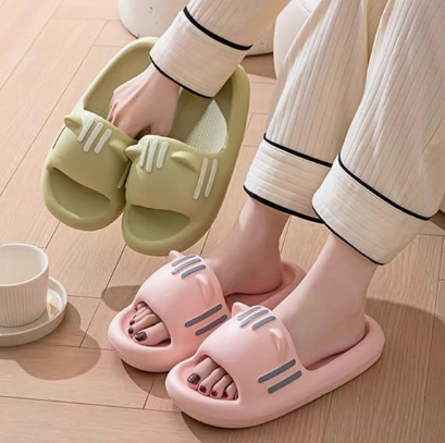 Women’s Slides Cute Bathroom Slippers Non-Slip Cartoon Cat Shaped Indoor Outdoor Summer Slippers（pink，36-37） - Image 2