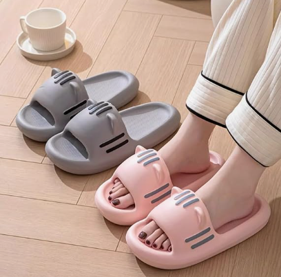 Women’s Slides Cute Bathroom Slippers Non-Slip Cartoon Cat Shaped Indoor Outdoor Summer Slippers（pink，40-41） - Image 4