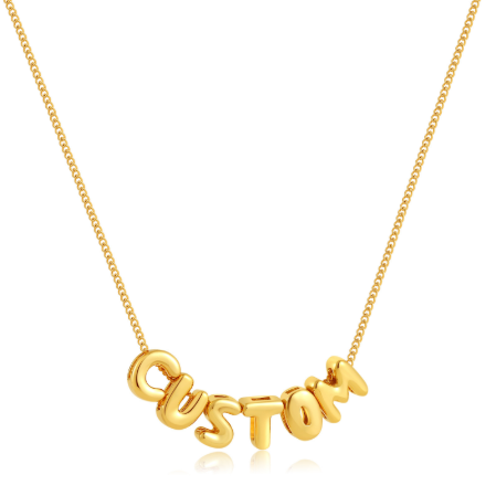 Custom letter necklace with a complete set of letter beads from A to Z, 10mm heart pendant, three colors available, chain accessory included - Gold - Image 1