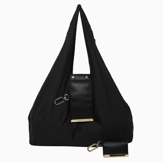 Keychain Tote Bag Compact & Expandable for On the Go, Foldable Tote Bag with Key Ring for Daily Errands - Black - Image 1
