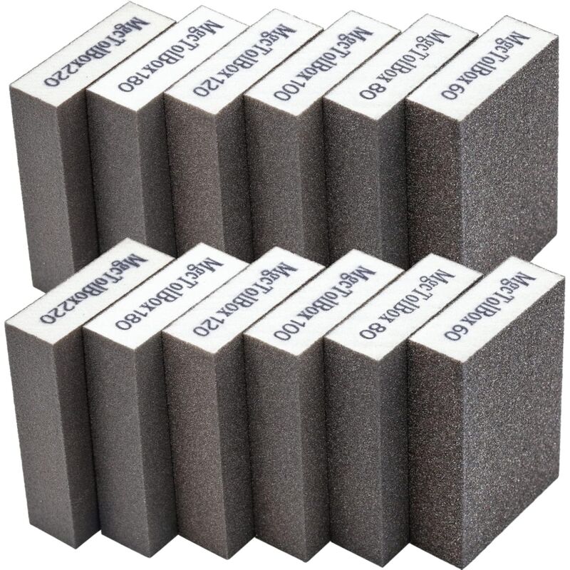 12 pcs Sanding Sponges, Sanding Blocks Kit Polishing Grit 60/80/100/120/180/220 Washable Reusable - Image 1