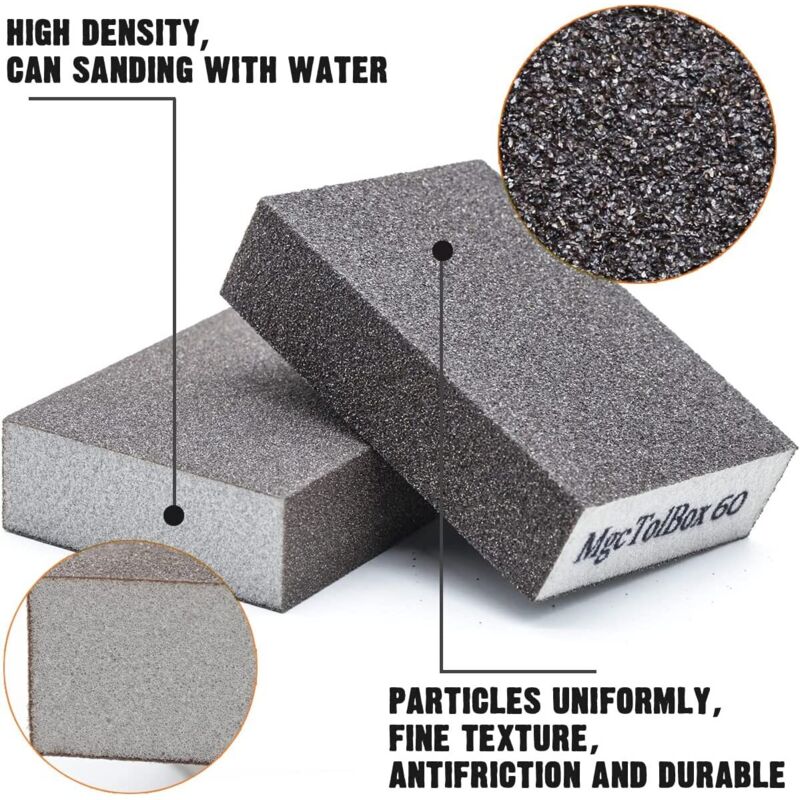 12 pcs Sanding Sponges, Sanding Blocks Kit Polishing Grit 60/80/100/120/180/220 Washable Reusable - Image 4