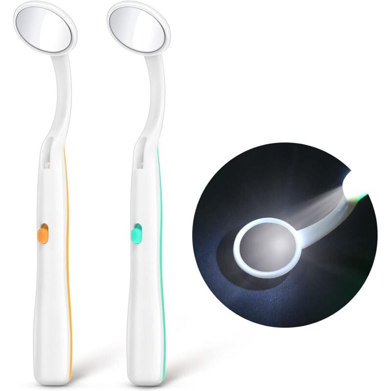 Dental Mirror With Light 2 Pieces Mouth Mirror Dental Inspection Mirror Oral Mirror With LED Light Battery Included, - Image 1