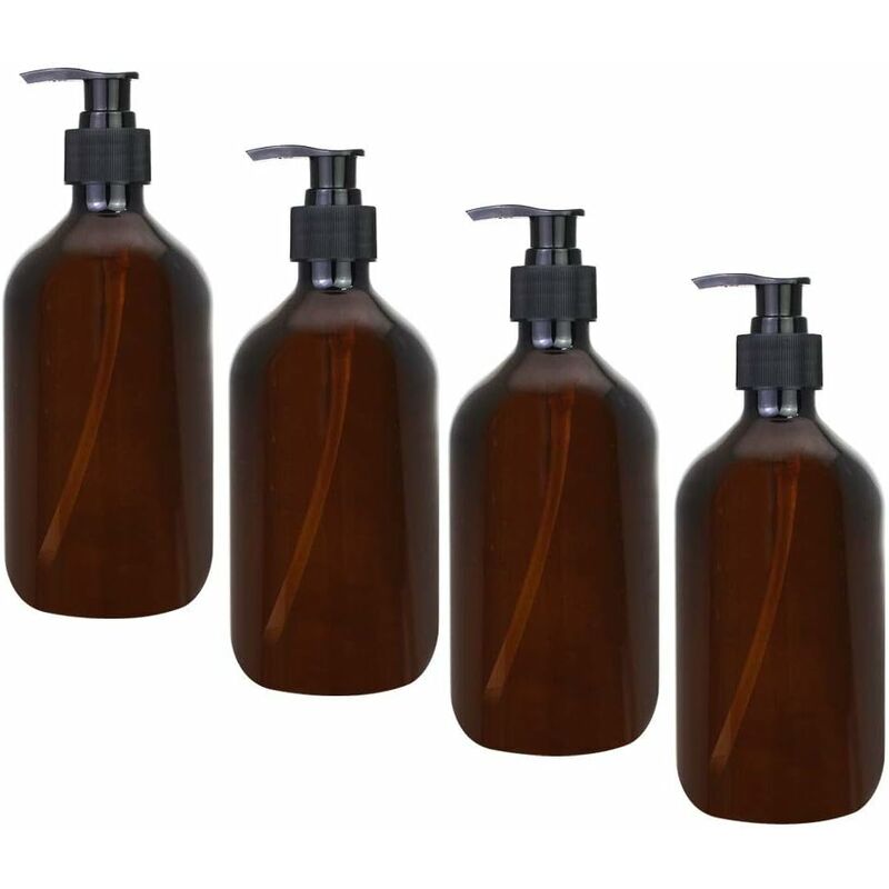 4 pcs Amber Dispenser Bottles 500Ml Amber Pump Bottles Empty Amber Plastic Bottle For Lotion Shower Gel Hand Soap - Image 1