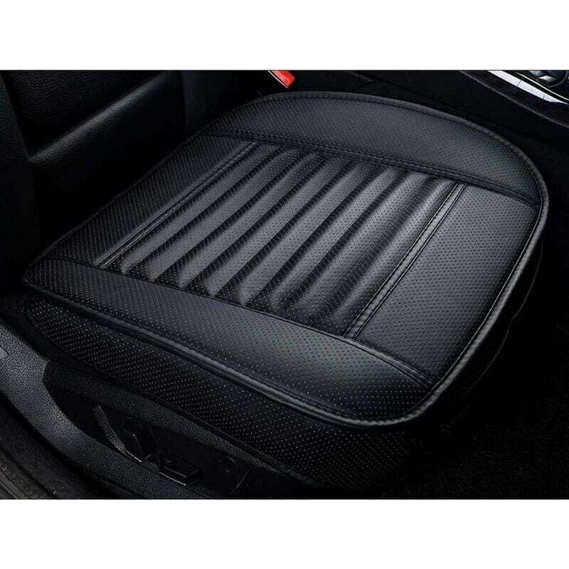 Universal Front Car Seat Cover Super Breathable Bamboo Charcoal Pu Leather,20.8 20.1''(1 Piece-Black) - Image 1