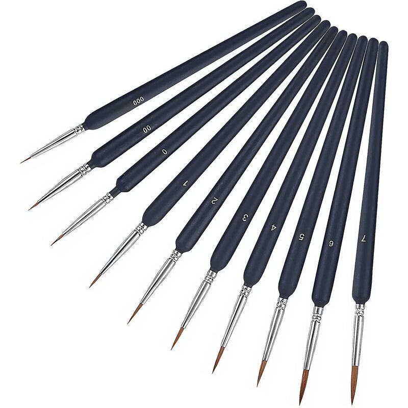 10 pcs Detail Acrylic Paint Brushes - Fine Paint Brush, Figurine Brush, Model Brush, Watercolor Brush, Ideal For Fine - Image 1