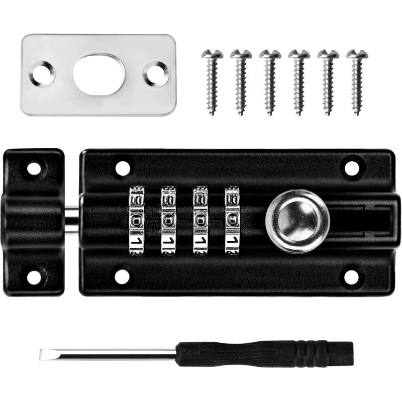 Combination Lock Latch 4 Digit Combination Lock Mechanical Code Door Lock Keyless Lock Slide Tamper Proof Door Lock For - Image 1