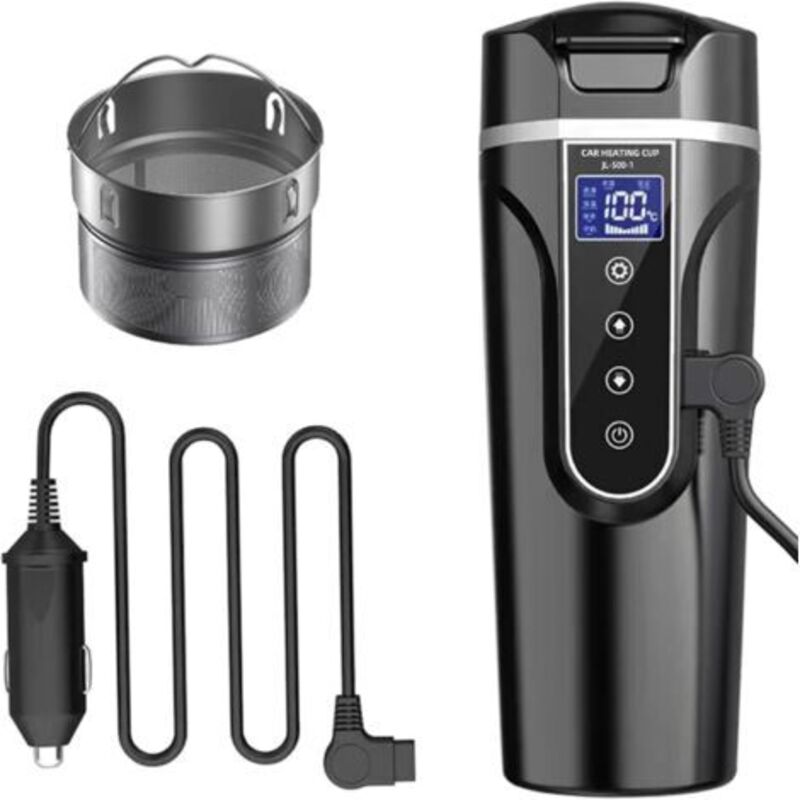 Car Kettle, 12V/24V Car Electric Kettle Heated Water Cup For Car/Truck/Travel, Portable Car Electric Kettle With Lcd - Image 1