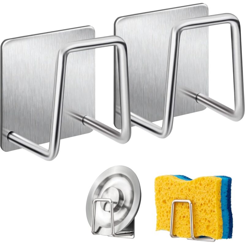 Sponge Holder - 304 Stainless Steel Dish Sponge Hook, Adhesive - Sink Accessories - Adhesive Hook, Kitchen And Bathroom - Image 1