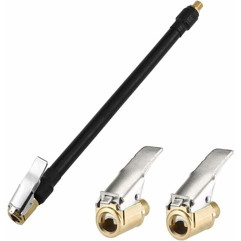 Tire Inflator Hose 20Cm Black Flexible Air Inflator Tire Air Hose With 2 Inflator Pump Hose Adapter For Inflating Car - Image 1