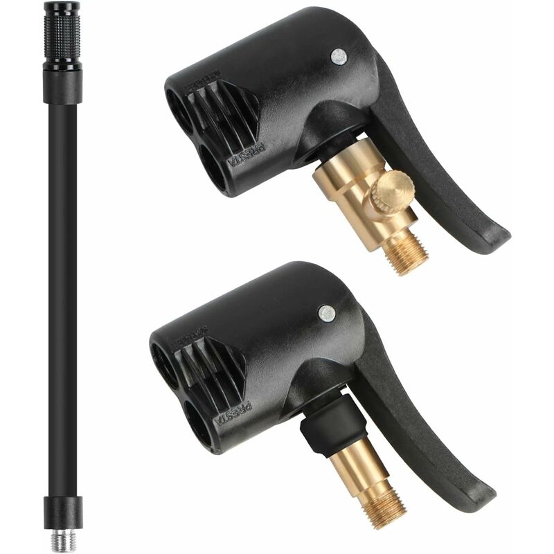 2 pcs Car Tire Valve Adapter, Inflator Nozzle, Adapter, Threaded Replacement Pump Head With Double Valve, For Car, - Image 1