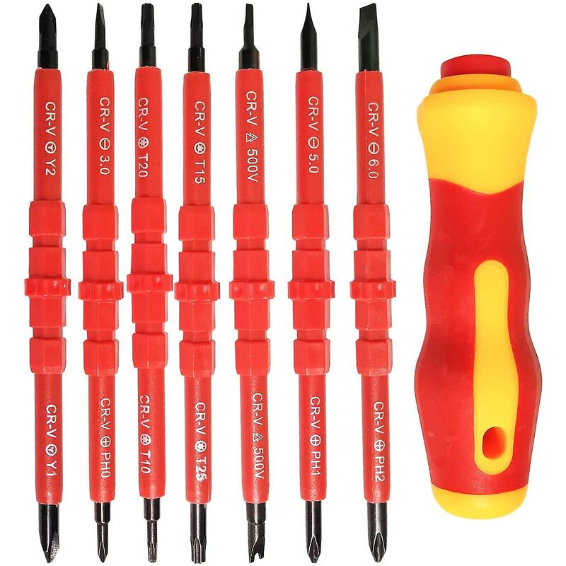 7 pcs Insulated Electrical Screwdriver Set Multifunctional 14 In 1 Interchangeable Alloy Electrician Repair Tool Kit - Image 1