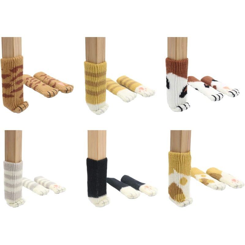 24 Cute Cat Paw Chair Socks Chair Leg Covers Floor Protectors Anti-Scratch Anti-Noise 24 pcs(6 Sets) - Image 2