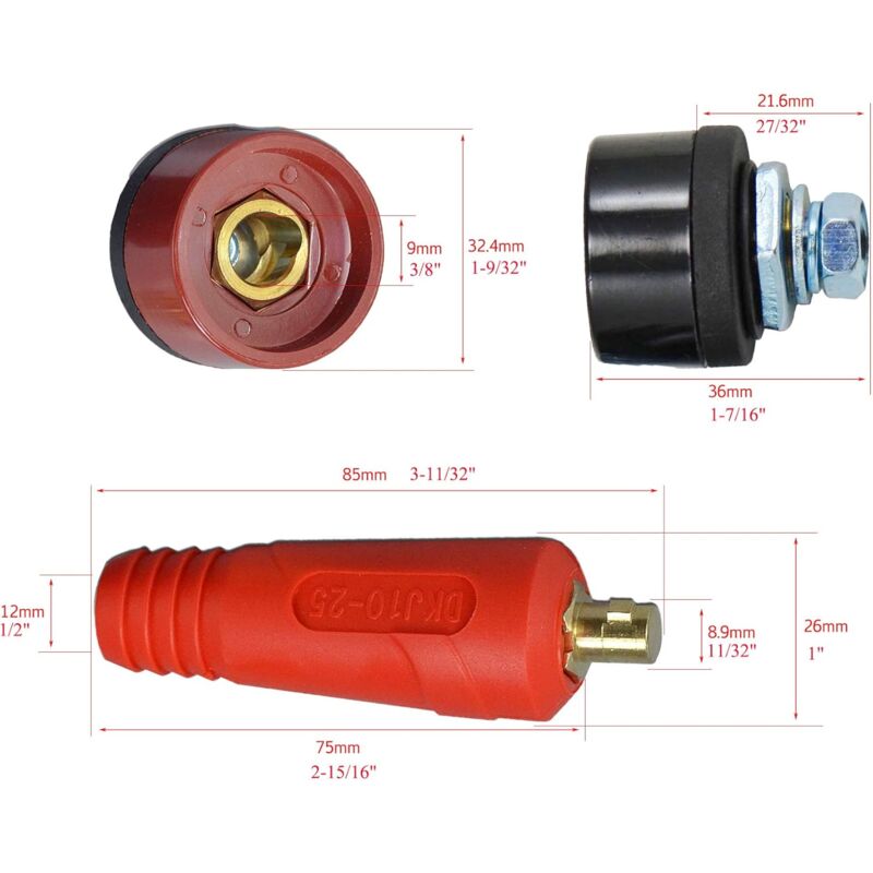 4 pcs Solder Cable Panel Connector Plug Kit 200Amp Quick Connect Socket (Dkj10-25 & Dkz10-25) - Image 3
