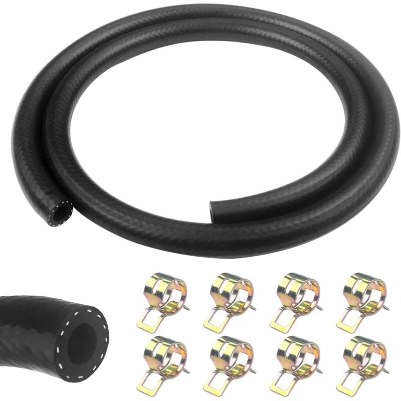 1 Meter Fuel Hose, 8Mm Inner Diameter Diesel Hose, Fuel Pipe With 8 pcs Hose Clamps, Fuel Line For Truck, Car, Tractor - Image 1
