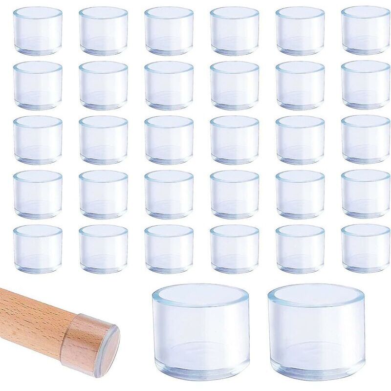 32 pcs 25Mm Clear Plastic ROund Chair Leg Caps Fit For ROund Table And Chair Legs With Diameter 25-27Mm - Image 1