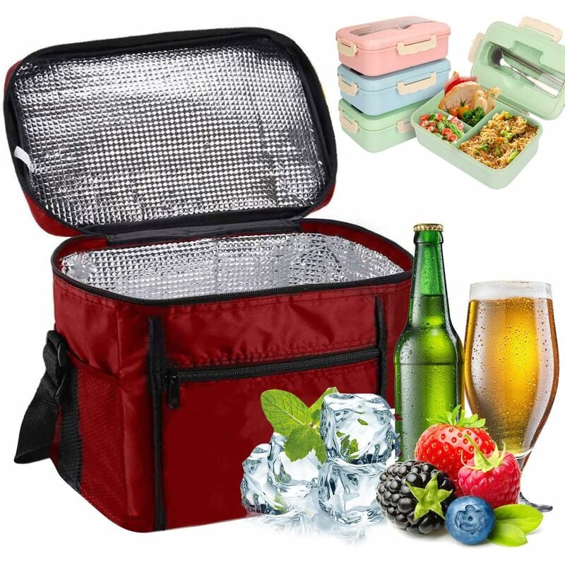 Insulated Lunch Bag 10L Cooler Bag Lunch Bag For Work School Beach Picnic Red - Image 1
