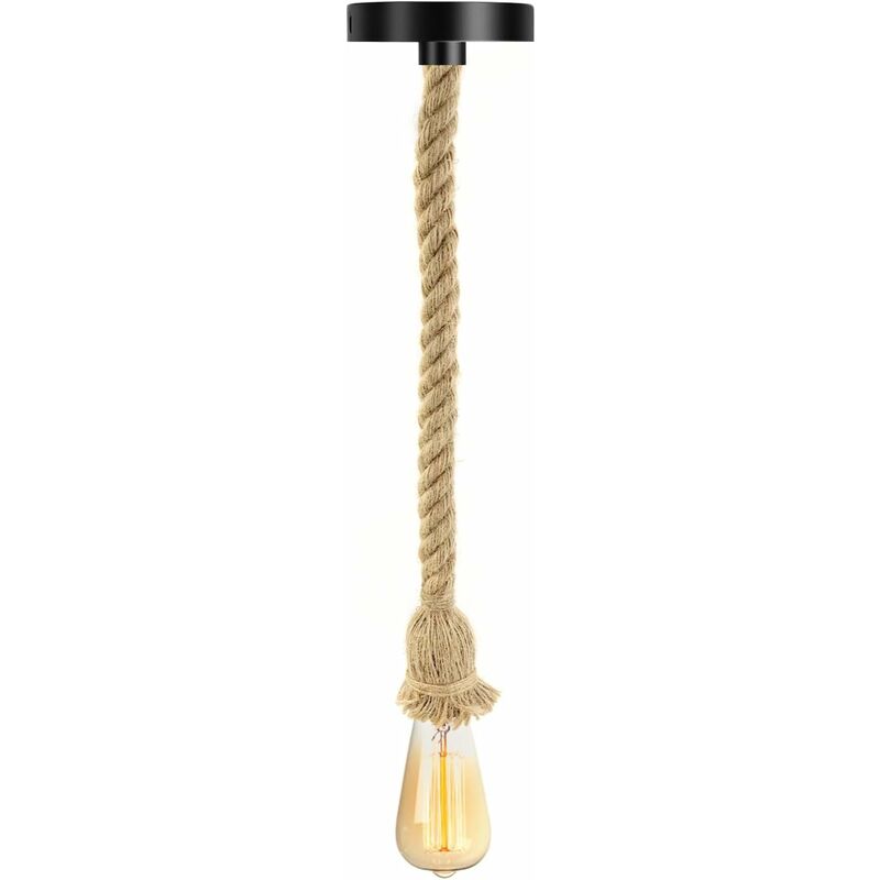 Vintage Hemp ROpe Chandelier E27 Vintage Ceiling Light Hemp ROpe Pr Bar ROpe Cafe Stairs Restaurant Studio - 100Cm (1 - Image 1