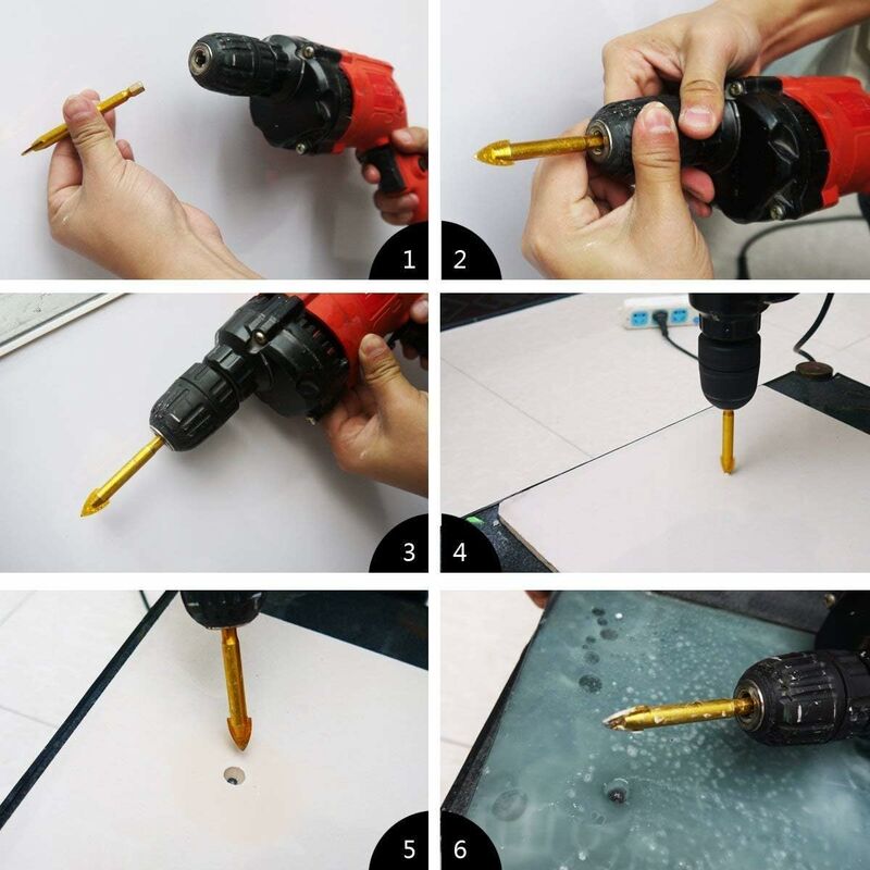 Tungsten Steel Glass Ceramic Tile Crystal Drill Bits With Hex Shank Titanium Coated 3Mm 4Mm 5Mm 6Mm 8Mm 10Mm 6 Pack - Image 4