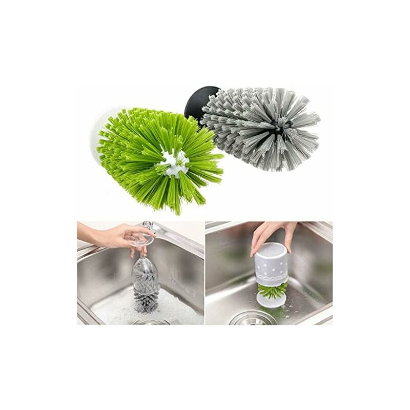 Glass Bottle Brush, Cleaning Brush With Suction Cup, Bar Glass Bottle Cleaner, Kitchen Sink Cleaning Brush - Image 1