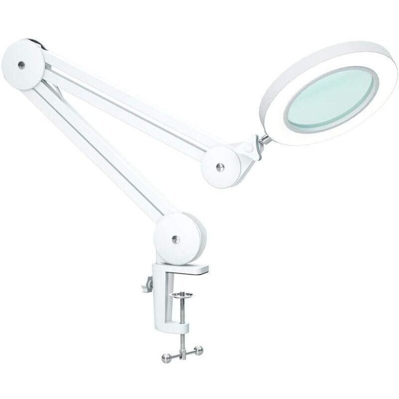 Magnifying Lamp, Work Light - With 105Mm 5 Diopter Glass Lens, Metal Clamp, Swivel Arm, 3 Color Mode Dimmable Lights 16 - Image 1