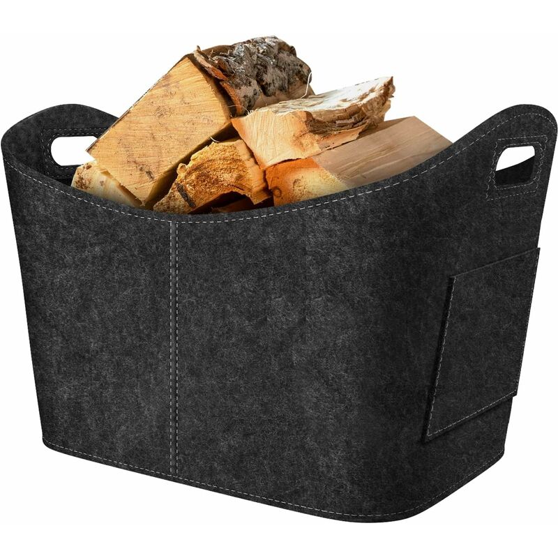Firewood Basket, Felt Log Basket, Foldable Felt Log Basket, Fireplace Wood Bag For Wood, Newspapers, Firewood, - Image 1