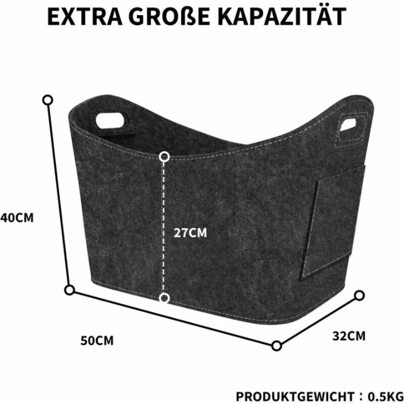 Firewood Basket, Felt Log Basket, Foldable Felt Log Basket, Fireplace Wood Bag For Wood, Newspapers, Firewood, - Image 2