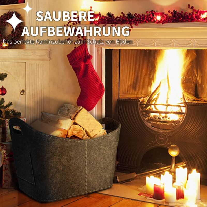 Firewood Basket, Felt Log Basket, Foldable Felt Log Basket, Fireplace Wood Bag For Wood, Newspapers, Firewood, - Image 3