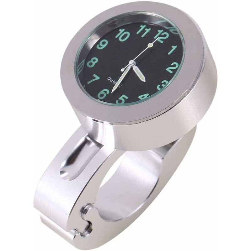 Motorcycle Handlebar Clock, Silver Motorcycle Waterproof Handlebar Glow Mount Clock Watch For Most Motorcycle Cruiser - Image 1